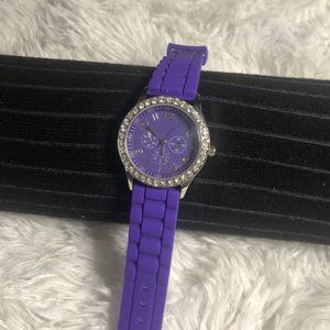 Darice Purple Rhinestone Silicon Watch - NWOT